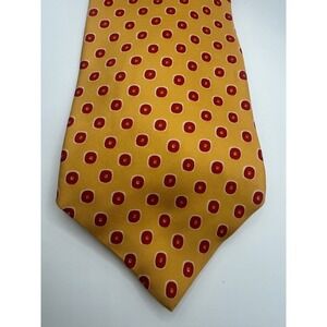 Marshall Field & Co Twenty-Seven Room Yellow Red Silk Medallion Tie Made in USA